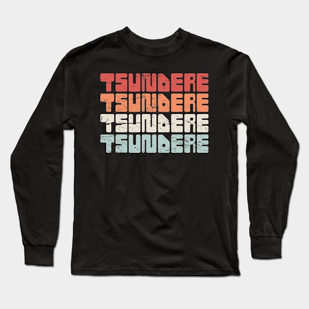 Retro 70s TSUNDERE Anime Text Long Sleeve T-Shirt by Wizardmode